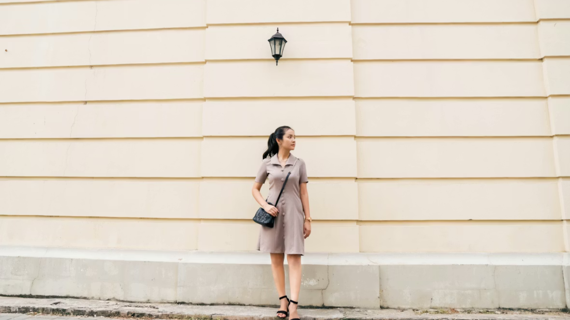 4. Structured casual dress with minimal accessories