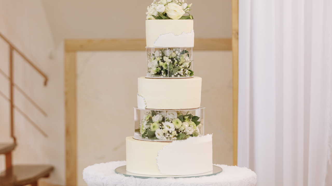 12. Structured multi-tier wedding cakes