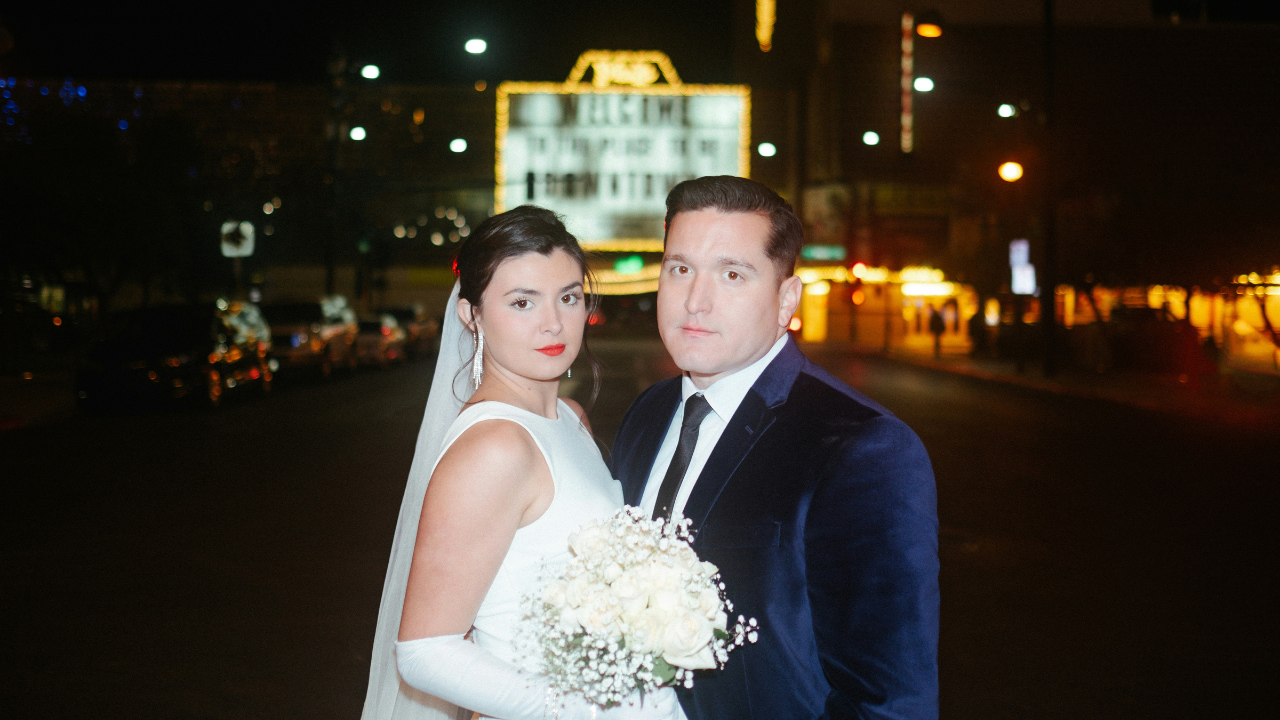 15. A ceremony pause during a Las Vegas wedding