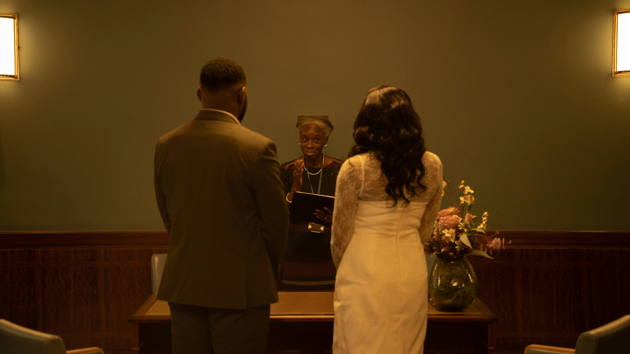 2. A tense moment during the vows